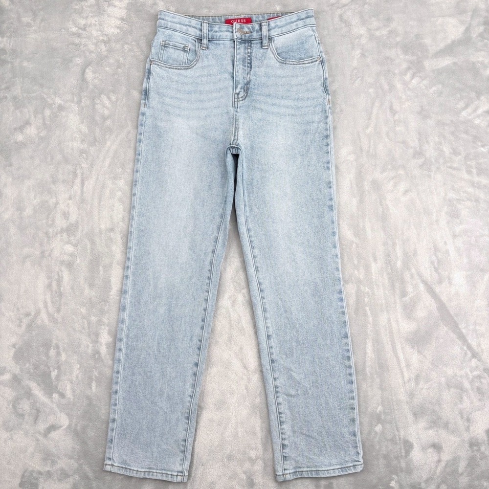Guess Jeans Women 27x28 (Fits 25x27) Light Blue High Rise Straight Classic Denim